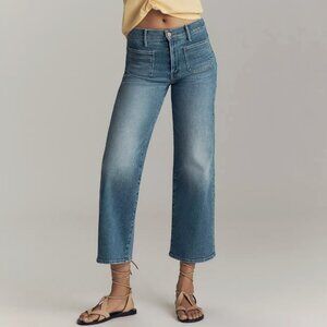 MOTHER The Maven High-Rise Wide-Leg Ankle Jeans, Patch Pockets, Avant Gardener
